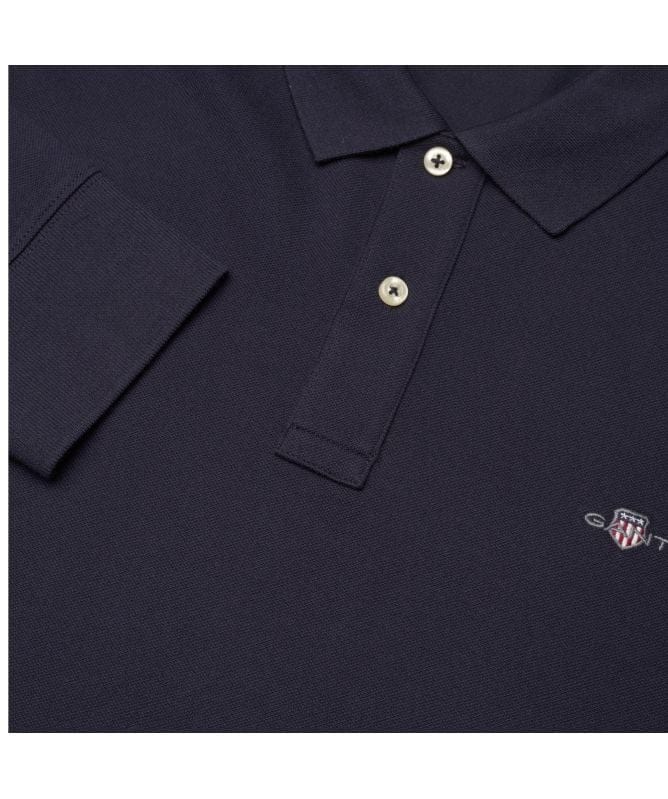 Gant Golf T Shirt Regular Fit Shield Long Sleeve Pique Rugger Navy