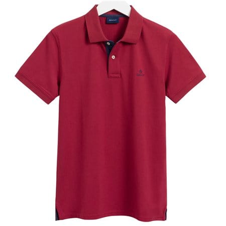 Gant Golf T Shirt S Gant Contrast Collar Pique Mahogny Red