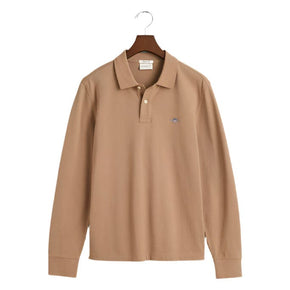 Gant Golf T Shirt S Gant Long Sleeve Shield Pique Rugger Khaki