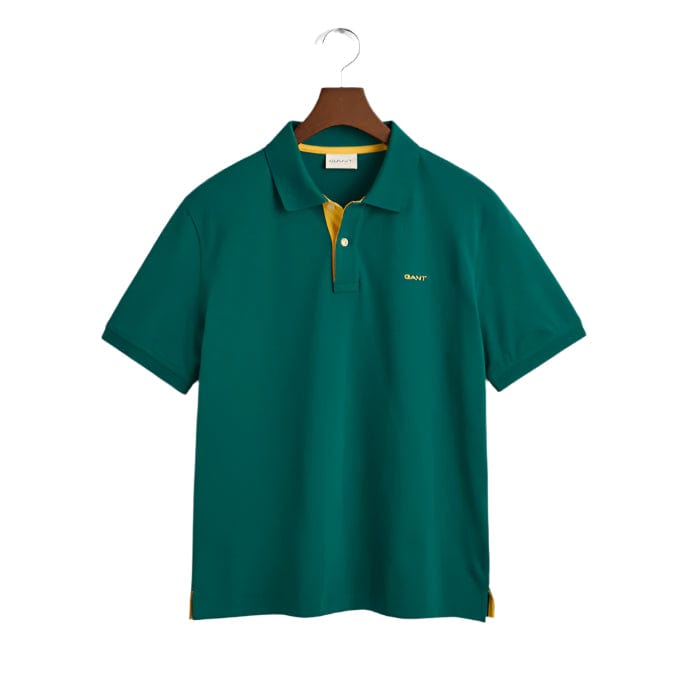 Gant Golf T Shirt S Gant Regular Contrast Piqué Golfer Forest Green