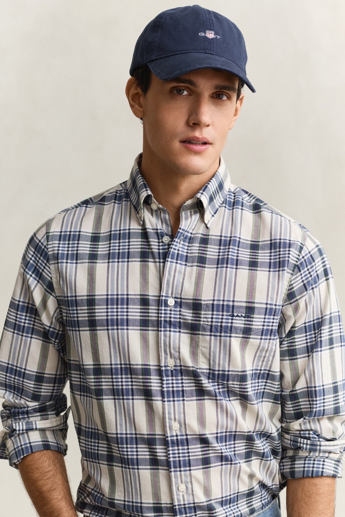 Gant Mens Long Sleeve Indian Madras Multi Check Shirt-Faded Denim 3260077