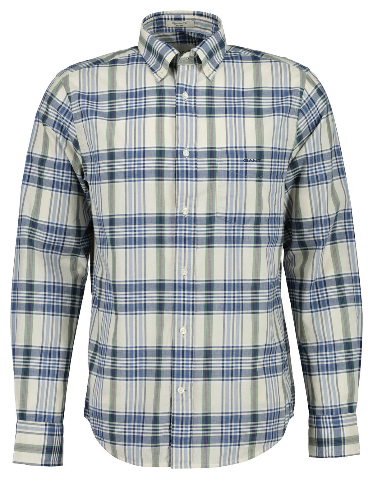 Gant Mens Long Sleeve Indian Madras Multi Check Shirt-Faded Denim 3260077