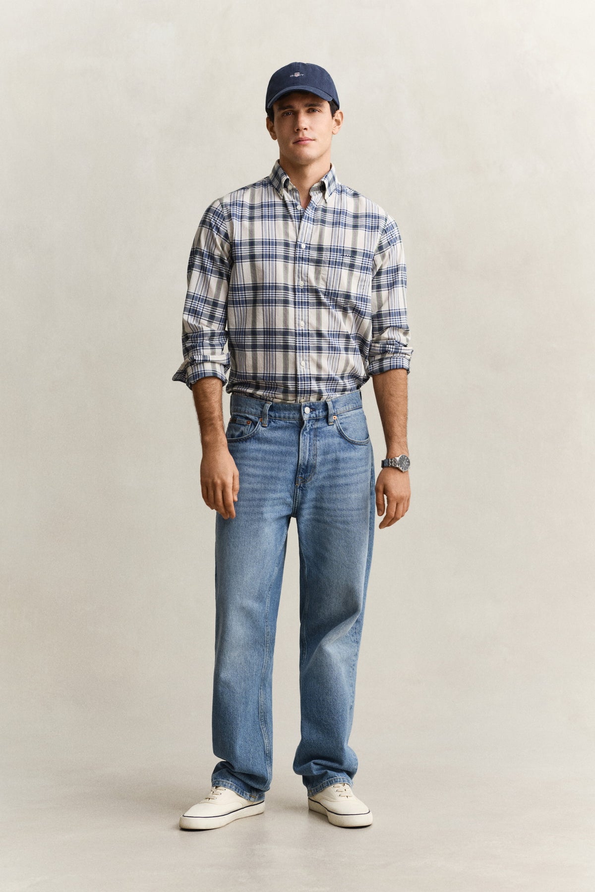 Gant Mens Long Sleeve Indian Madras Multi Check Shirt-Faded Denim 3260077