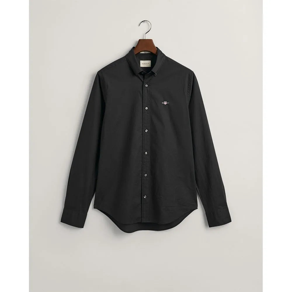 Gant Mens Regular Poplin Long Sleeve Shirt Black