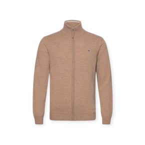 Gant Sweater S Gant Superfine Lambswool Zip Cardigan Dark Sand Melange