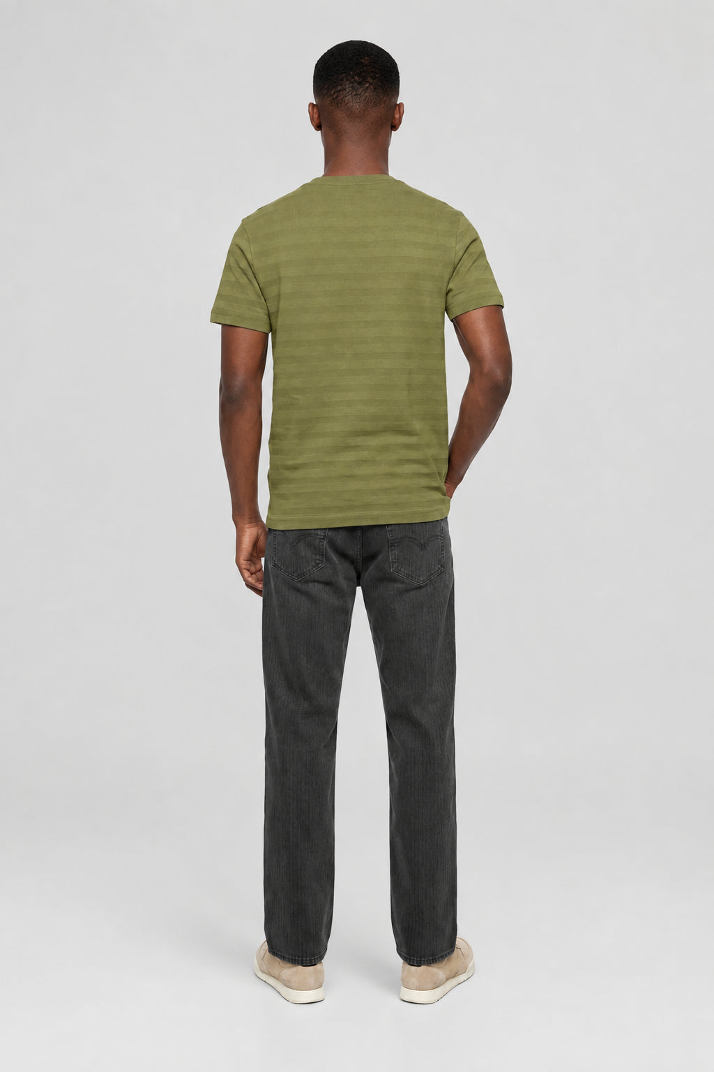 Gant Men's Texture Stripe Short Sleeved Tshirt-Dry Herb 2003400