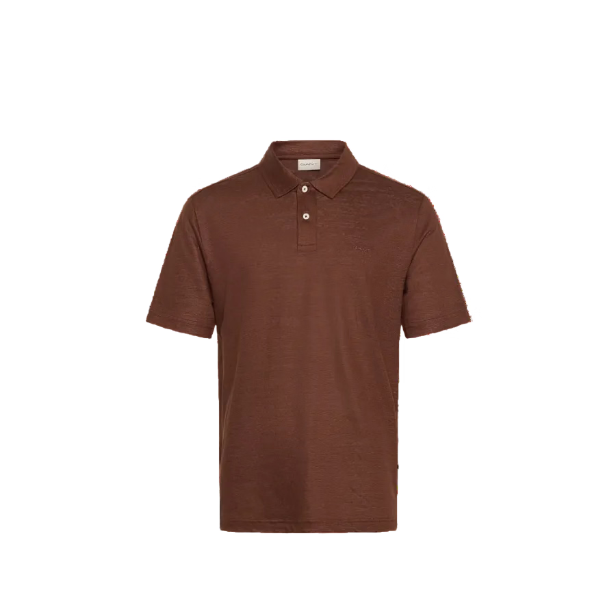 Gant Men's Linen Polo Short Sleeve- Mahogany Brown 2014034
