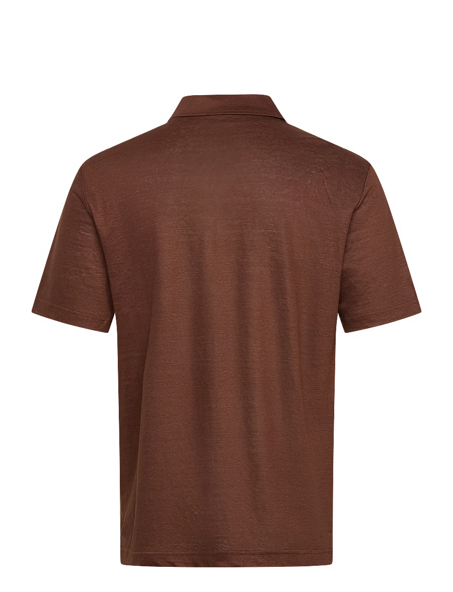 Gant Men's Linen Polo Short Sleeve- Mahogany Brown 2014034