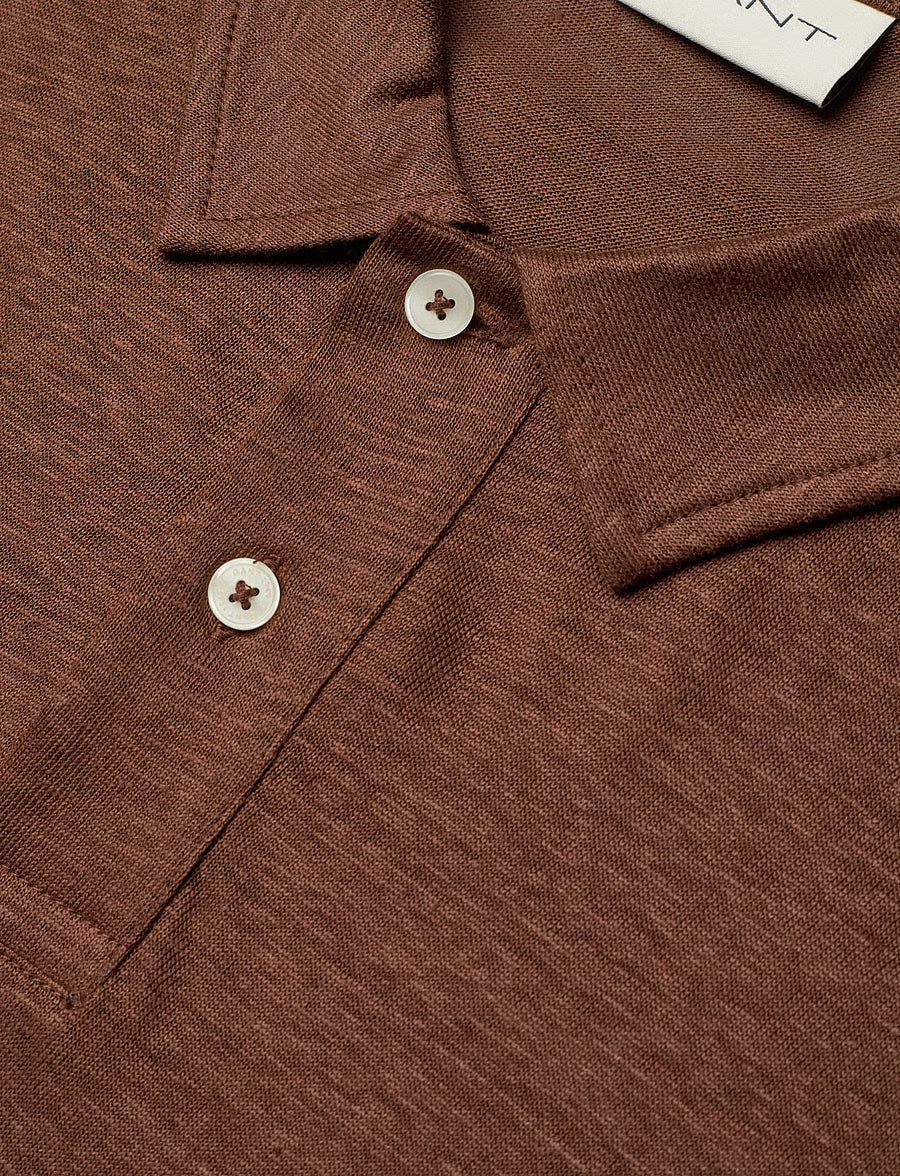 Gant Men's Linen Polo Short Sleeve- Mahogany Brown 2014034
