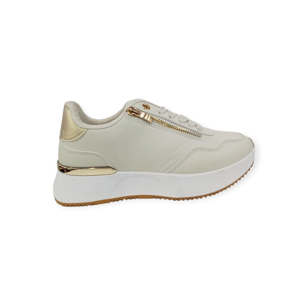Gino Paoli Ladies Sneakers Gino Paoli Women's Jane Zipper Cream White Sneaker (7802239451225)