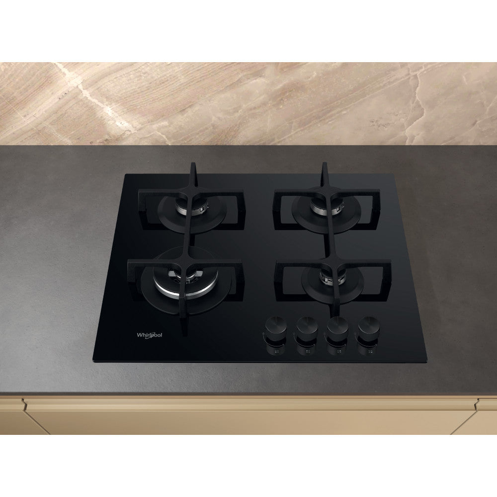 Whirlpool 60cm 4-Burner Black Gas Hob GOA6423NB1
