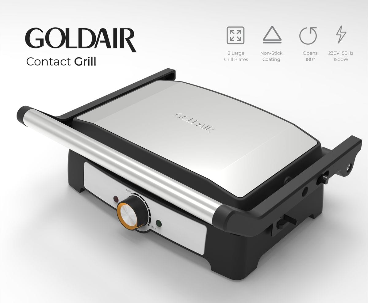 Goldair GRILL Goldair 1500W Contact Health Press/Grill Silver GSGP-8810