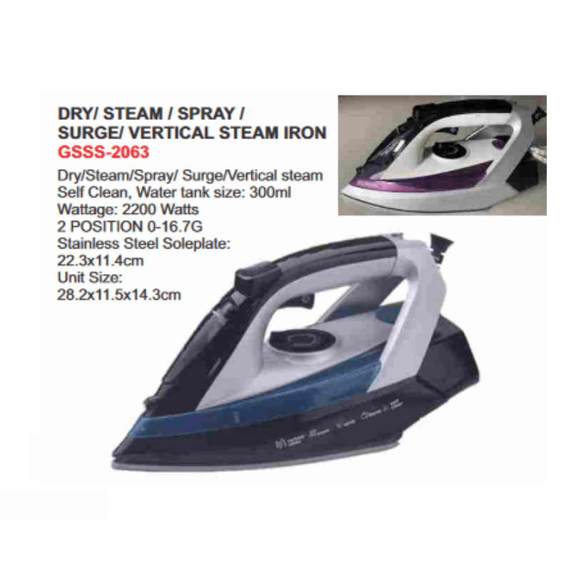 Goldair IRON Goldair Dry Steam Spray Surge Vertical Steam Iron GSSS-2063 (7498305208409)