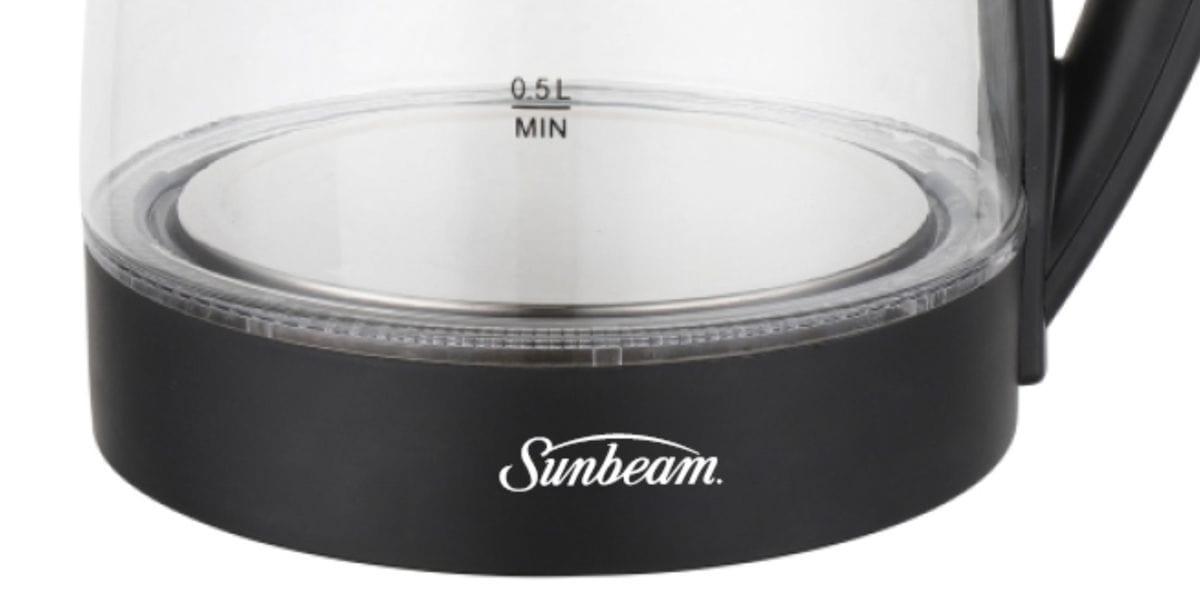 Goldair KETTLE Sunbeam 1.8L Cordless Glass Kettle Black SGK-8827