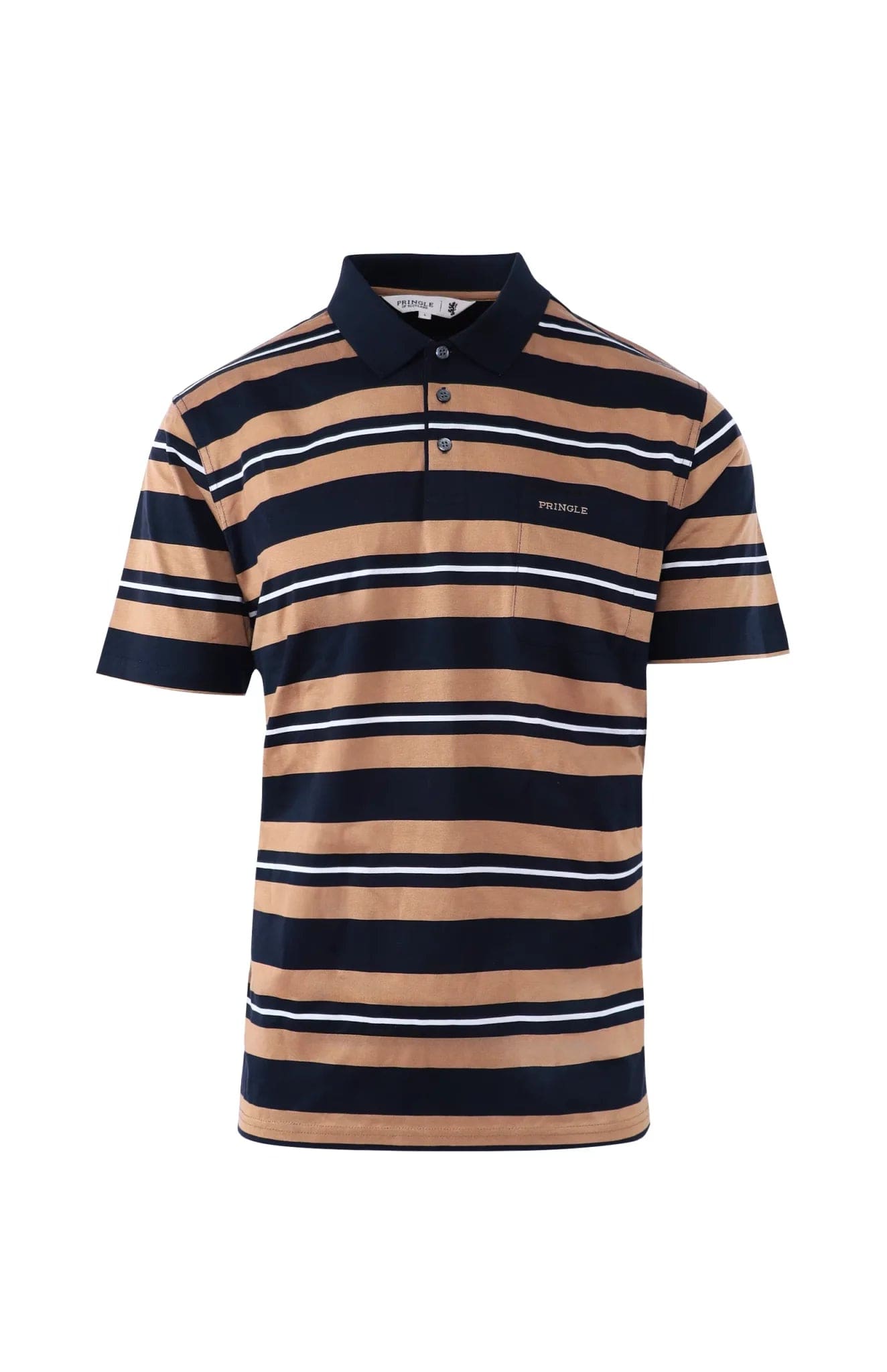 Golf T shirt Golf T Shirt Pringle Ledger Striped Mercerised  Golfer Navy (7564614107225)