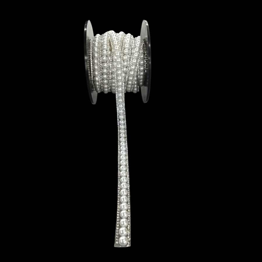 Pearl Iron On Diamante Trimming