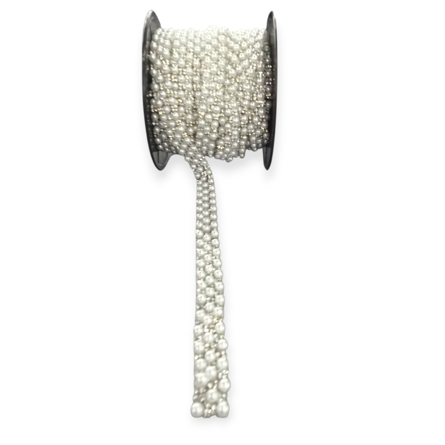 Pearl Iron On Diamante Trimming