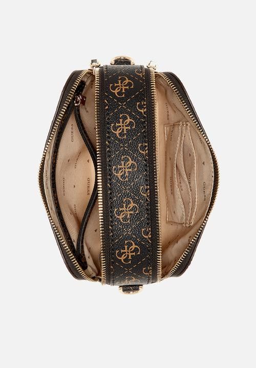 Guess Handbag Guess Latona Camera Crossbody Brown Logo SQ869113