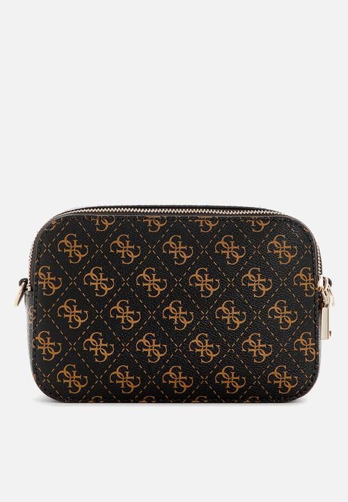 Guess Handbag Guess Latona Camera Crossbody Brown Logo SQ869113