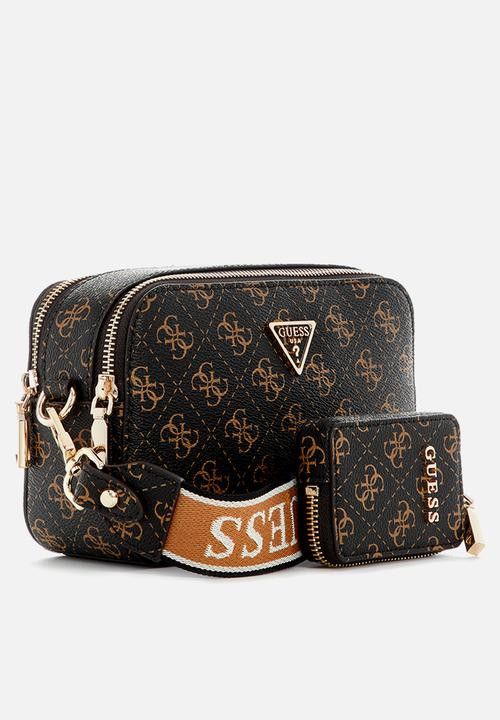 Guess Handbag Guess Latona Camera Crossbody Brown Logo SQ869113