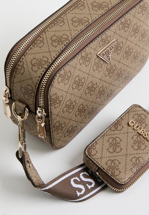 Guess Handbag Guess Latona II Camera Crossbody Latte Logo SG869113
