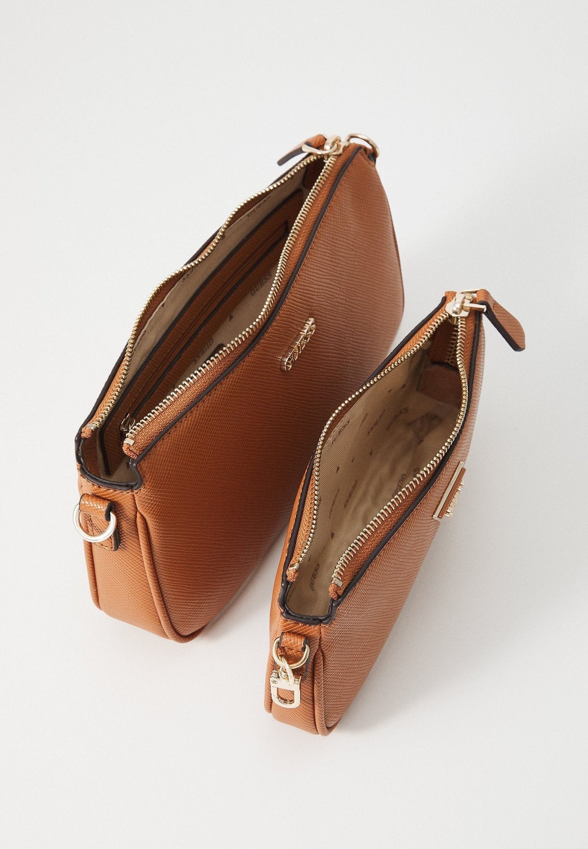 Guess Handbag Guess Noelle II Mini Double Pouch Crossbody Light Cognac ZG967271
