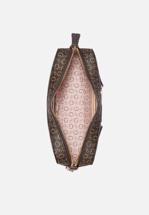 Guess Handbag Guess Perrez Mini Crossbody Top Zip Brown SG986270