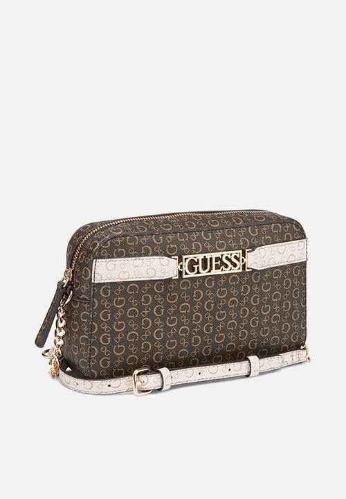 Guess Handbag Guess Perrez Mini Crossbody Top Zip Brown SG986270