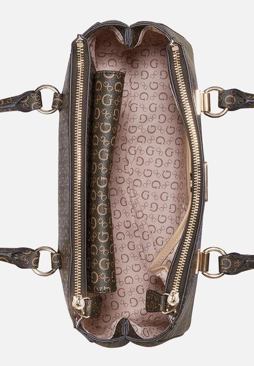 Guess Handbag Guess Phyllis Satchel Tote Bag Brown SG996306