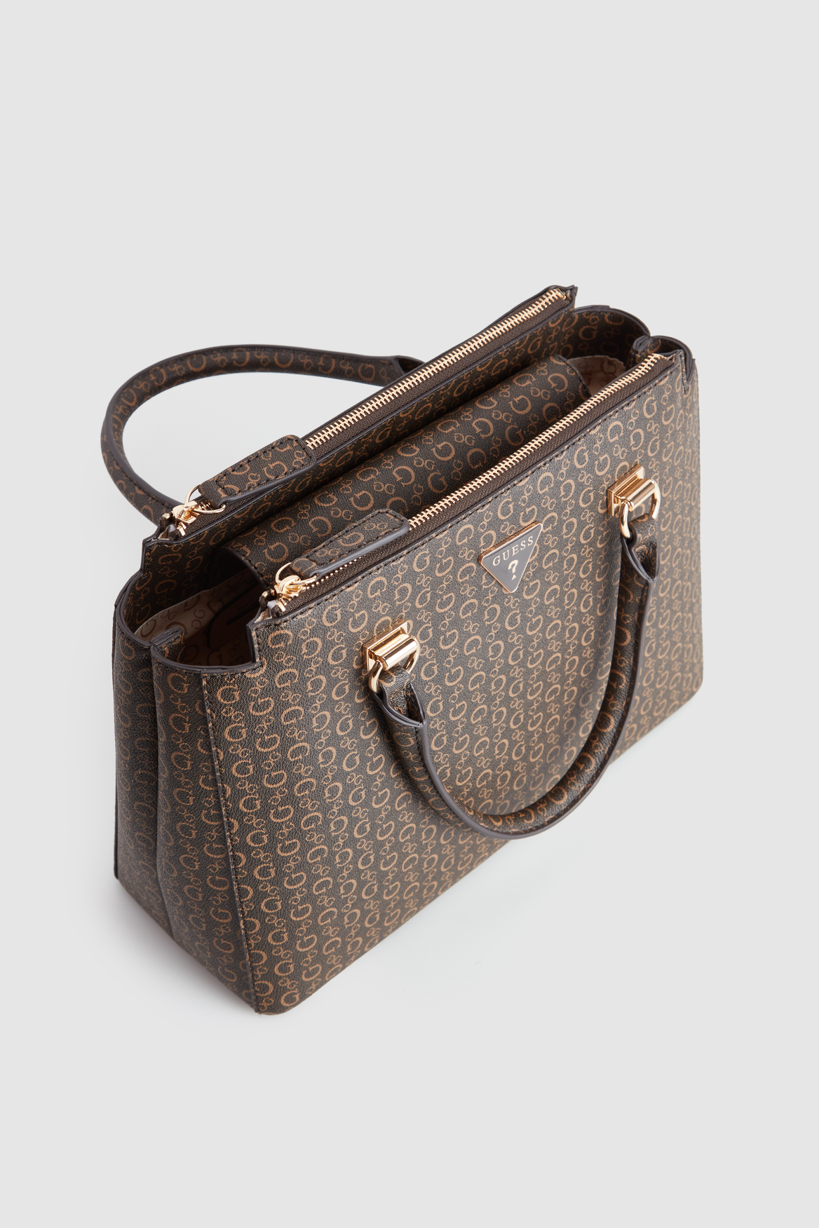 Guess Handbag Guess Phyllis Satchel Tote Bag Brown SG996306