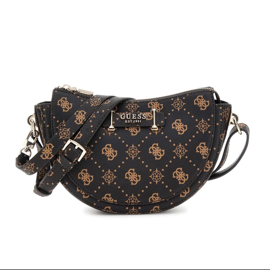 Guess Handbag Guess Silia Girlfriend Satchel Bag Espresso Logo GP989018