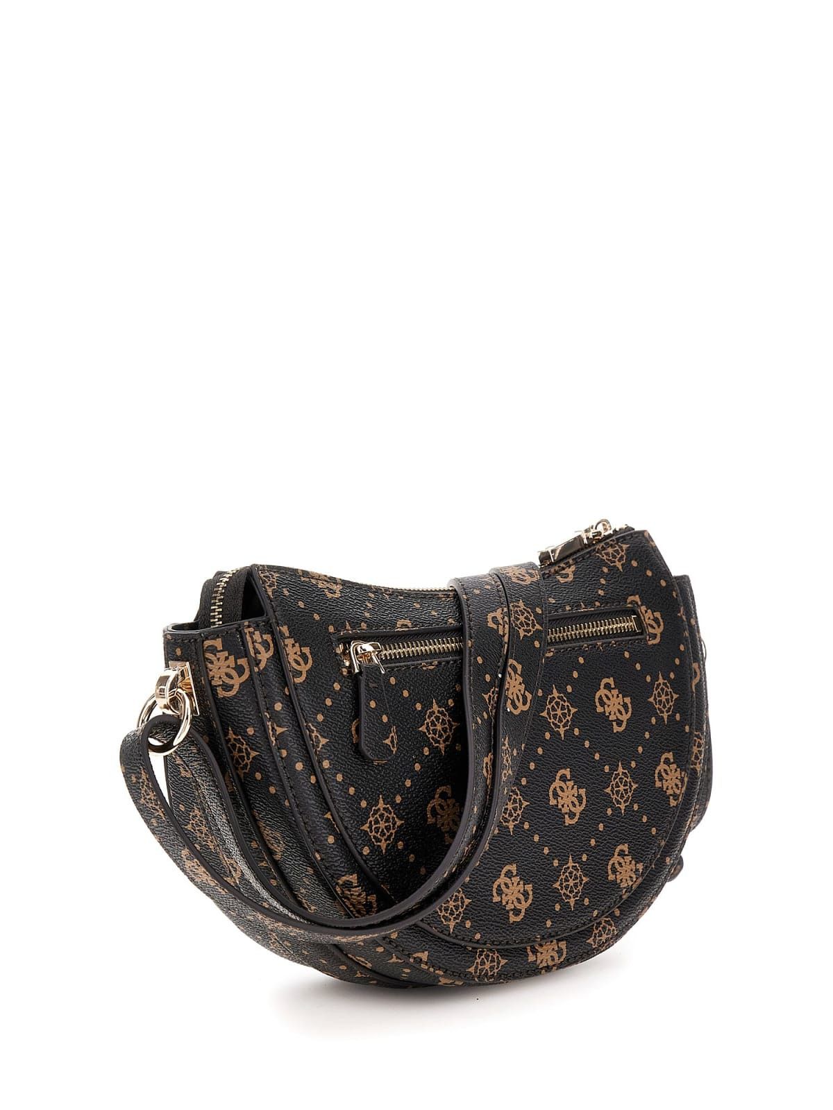 Guess Handbag Guess Silia Girlfriend Satchel Bag Espresso Logo GP989018