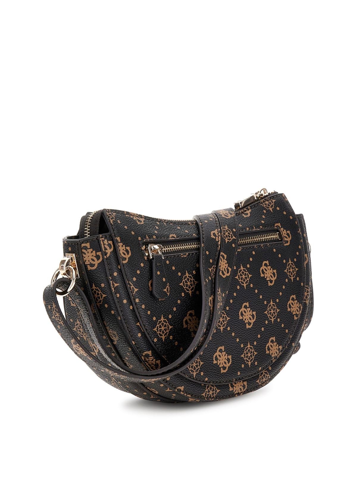 Guess Handbag Guess Silia Girlfriend Satchel Bag Espresso Logo GP989018