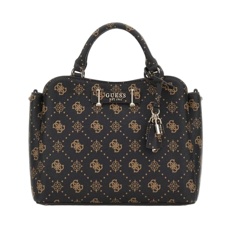 Guess Handbag Guess Silia Girlfriend Satchel Espresso Logo GP989006