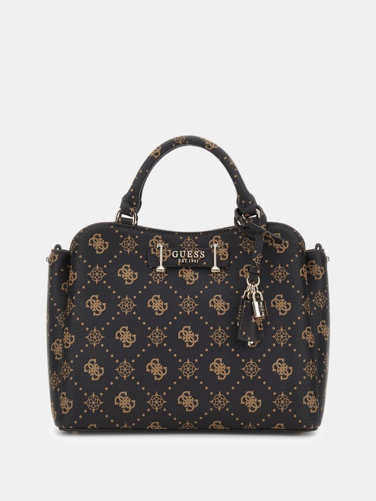 Guess Handbag Guess Silia Girlfriend Satchel Espresso Logo GP989006