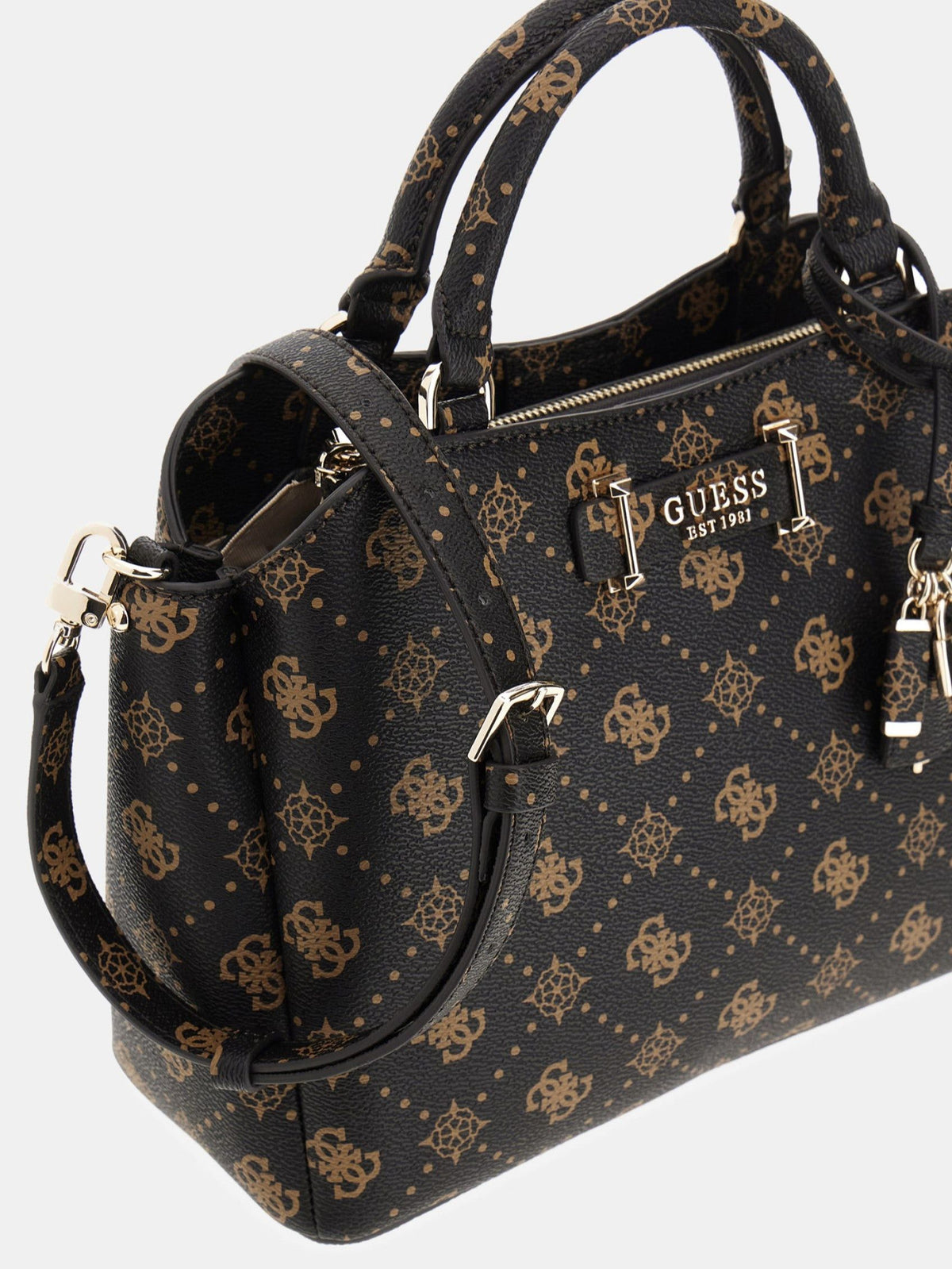 Guess Handbag Guess Silia Girlfriend Satchel Espresso Logo GP989006