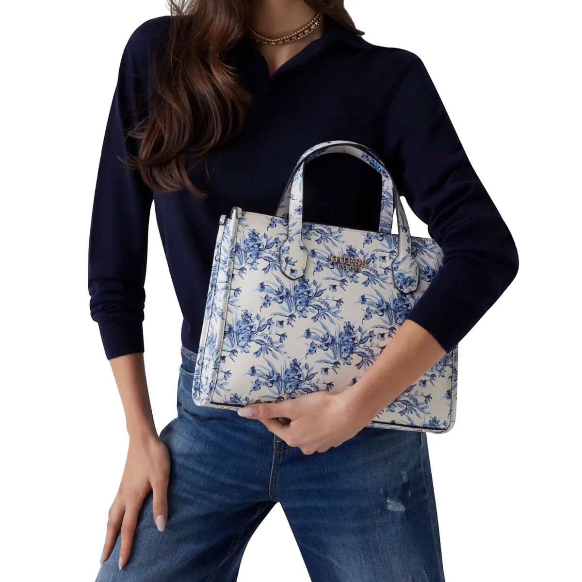 Guess Handbag Guess Silvana 2 Compartment Bag Floral Multi Tote Bag FG866522