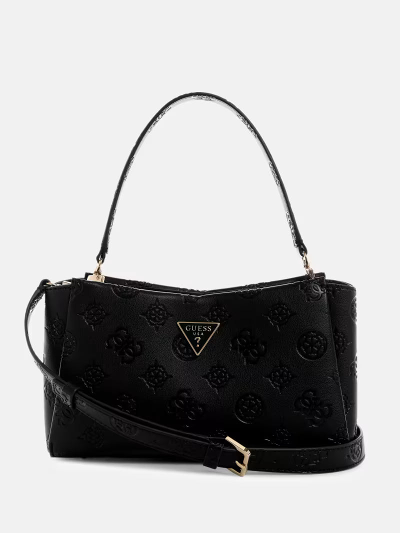 Guess Handbag Guess Tisha Debossed Peony Crossbody Black Logo PD776412