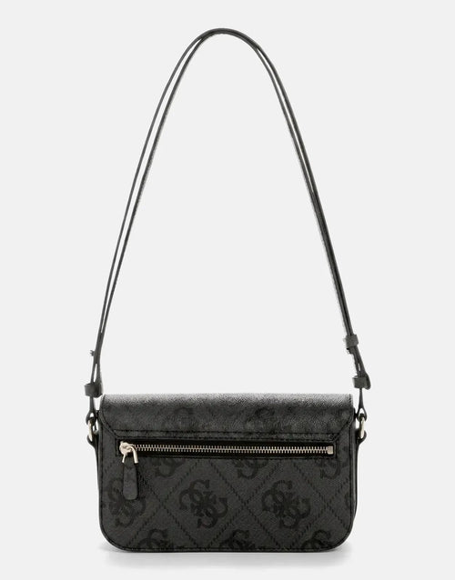 Guess Janie Logo CLO Convertible Flap Crossbody Bag Coal OS992421.
