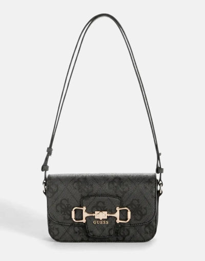 Guess Janie Logo CLO Convertible Flap Crossbody Bag Coal OS992421.