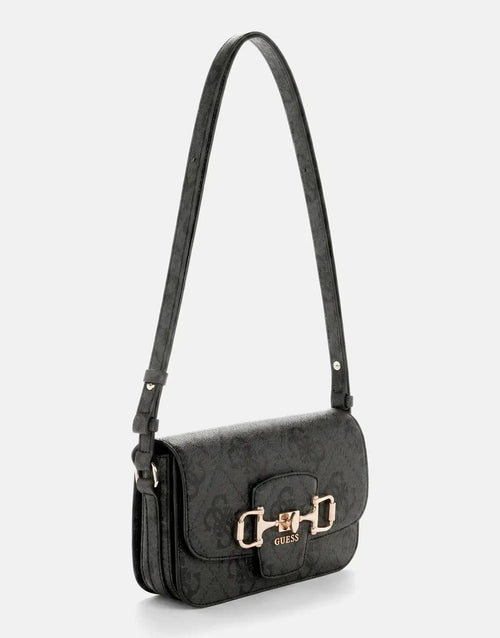 Guess Janie Logo CLO Convertible Flap Crossbody Bag Coal OS992421.
