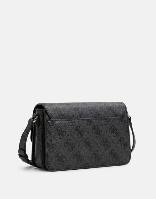 Guess Janie Logo CLO Convertible Flap Crossbody Bag Coal OS992421.