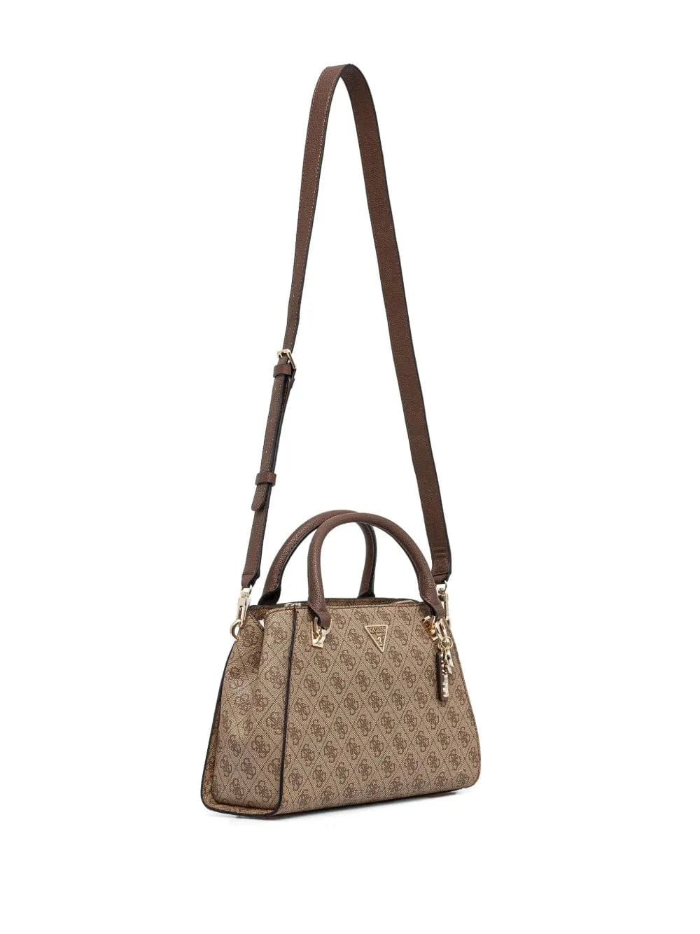 Guess Ladies Handbags Guess Ahb Noelle Luxury Satchel Latte Logo Brown