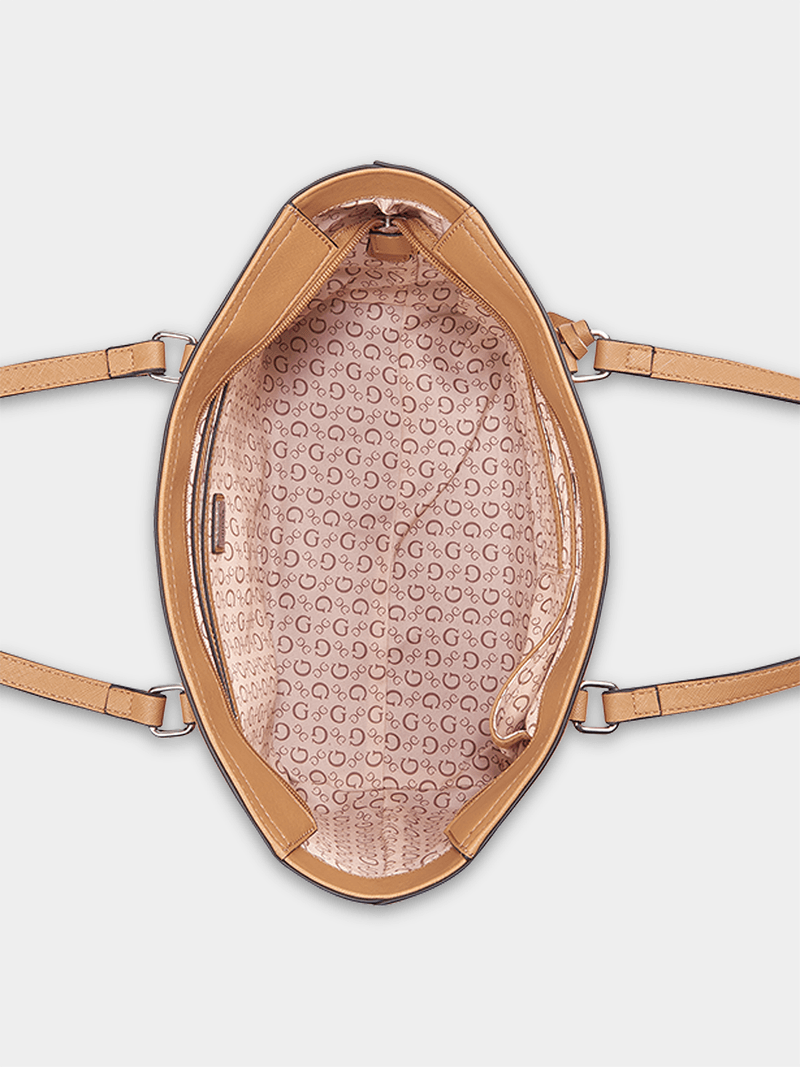 Guess Ladies Handbags Guess Beige Haddington Carryall Handbag