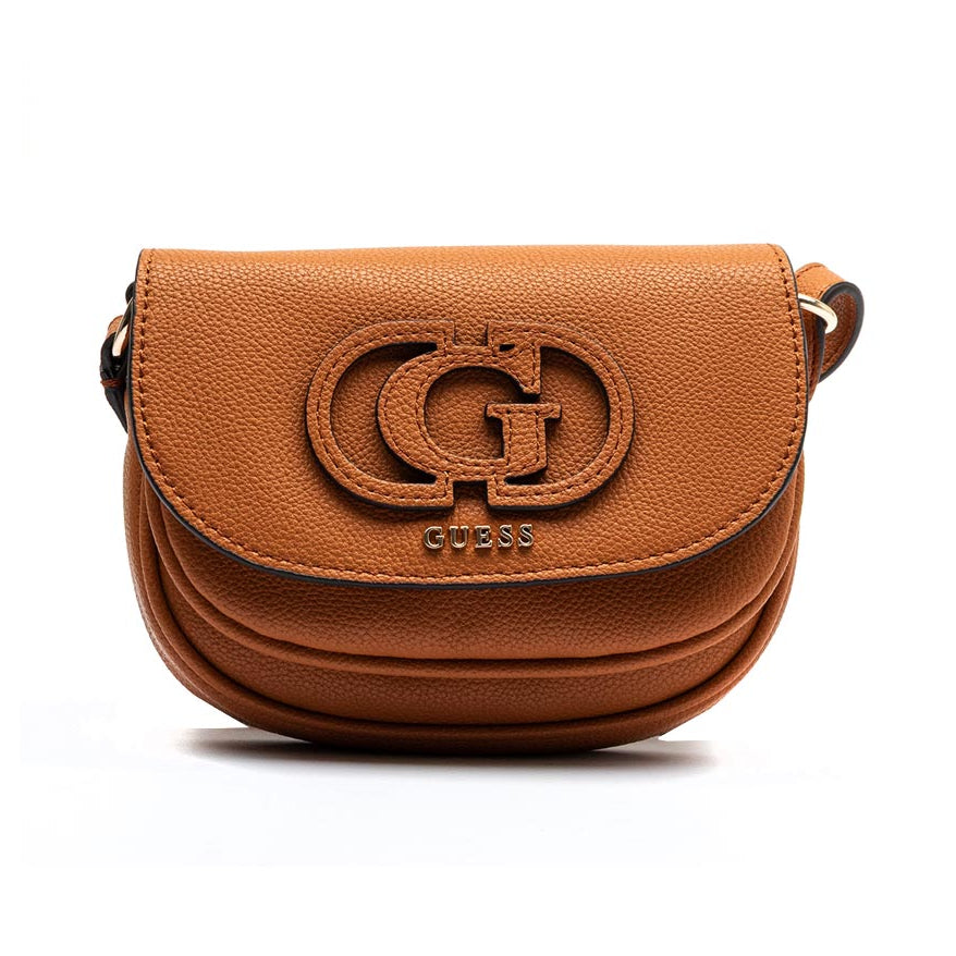 Guess Ladies Handbags Guess Calebra Mini Cognac Crossbody Flap BG953678