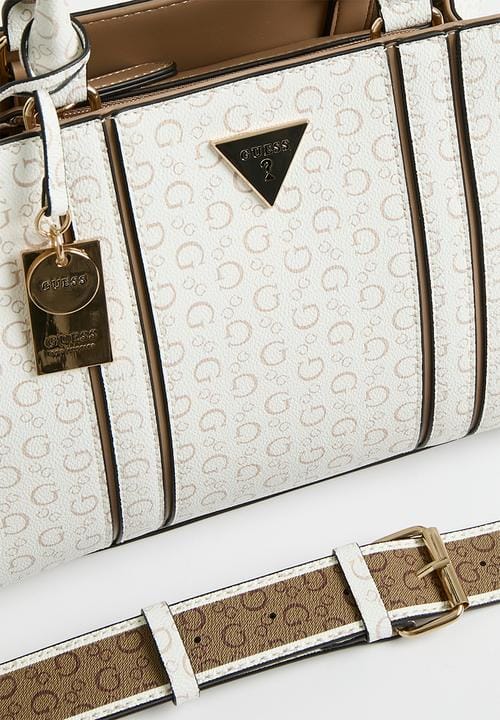 Guess Ladies Handbags Guess Cassian Satchel Tote Bag - White