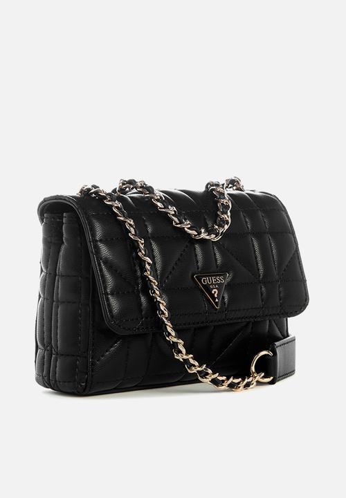 Guess Ladies Handbags Guess Edita Convertable Crossbody Bag-Black