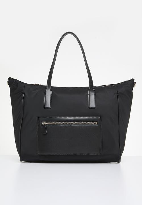 Guess Ladies Handbags Guess G Wave Carry On Large Tote - Black