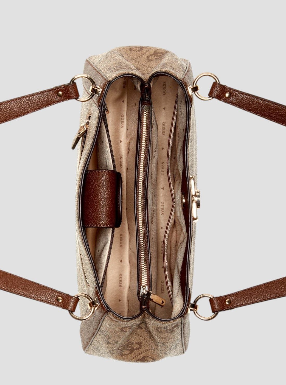 Guess Ladies Handbags Guess Karnilla Latte Logo/Brown OS990122