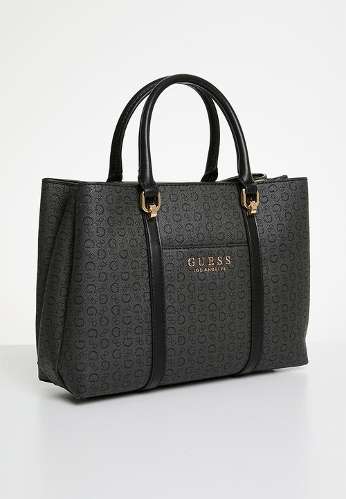 Guess Ladies Handbags Guess Morrigan Satchel Bag - Coal